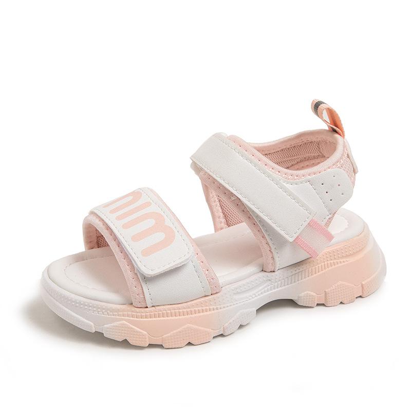 Girls' Sandals Summer New Fashion Korean Style Sporty Soft Sole Open-Toe Sandals for Older Children and Students Children's Beach Shoes