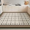 Large PVC Kitchen Floor Mat Waterproof Non-slip Green Rug Geometric Flower Design Home Decoration Rugs Durable Leather Carpet