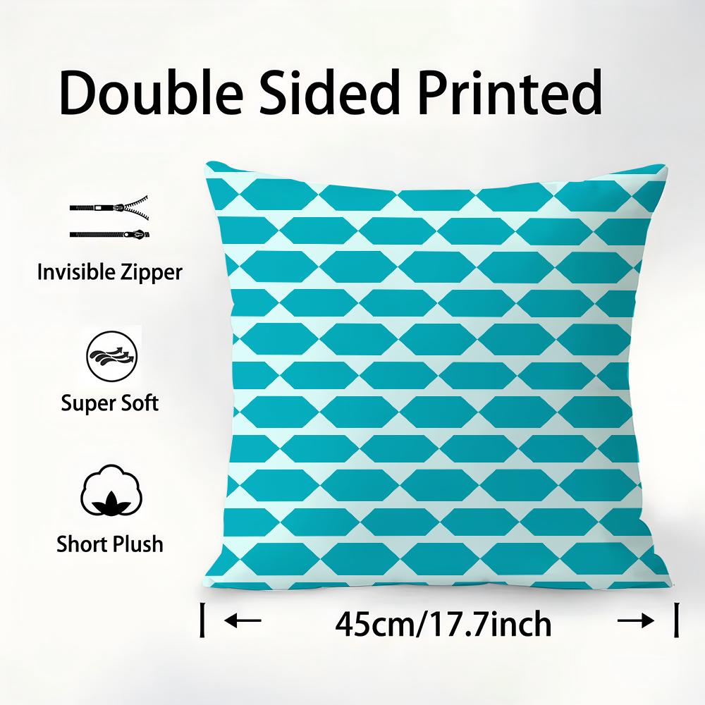 Teal Blue Flower Leaves Pattern Pillow Case Sofa Decor Home Double-sided Printing Short Plush Cushion Cover Throw Pillow Cover