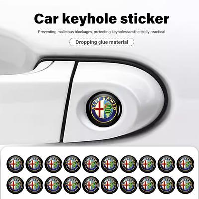 8pcs Car Door Lock Keyhole Stickers Protector Lock Core Decal For Alfa Romeo Giulia 147 Mito 156 159 166 GT Stelvio Brera