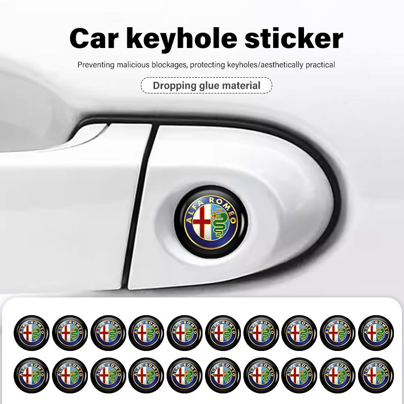 8pcs Car Door Lock Keyhole Stickers Protector Lock Core Decal For Alfa Romeo Giulia 147 Mito 156 159 166 GT Stelvio Brera