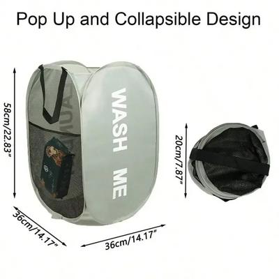 Mesh Pop-up Laundry Basket, Laundry Basket, Foldable Dirty Clothes Storage Basket, Large Capacity Storage Basket