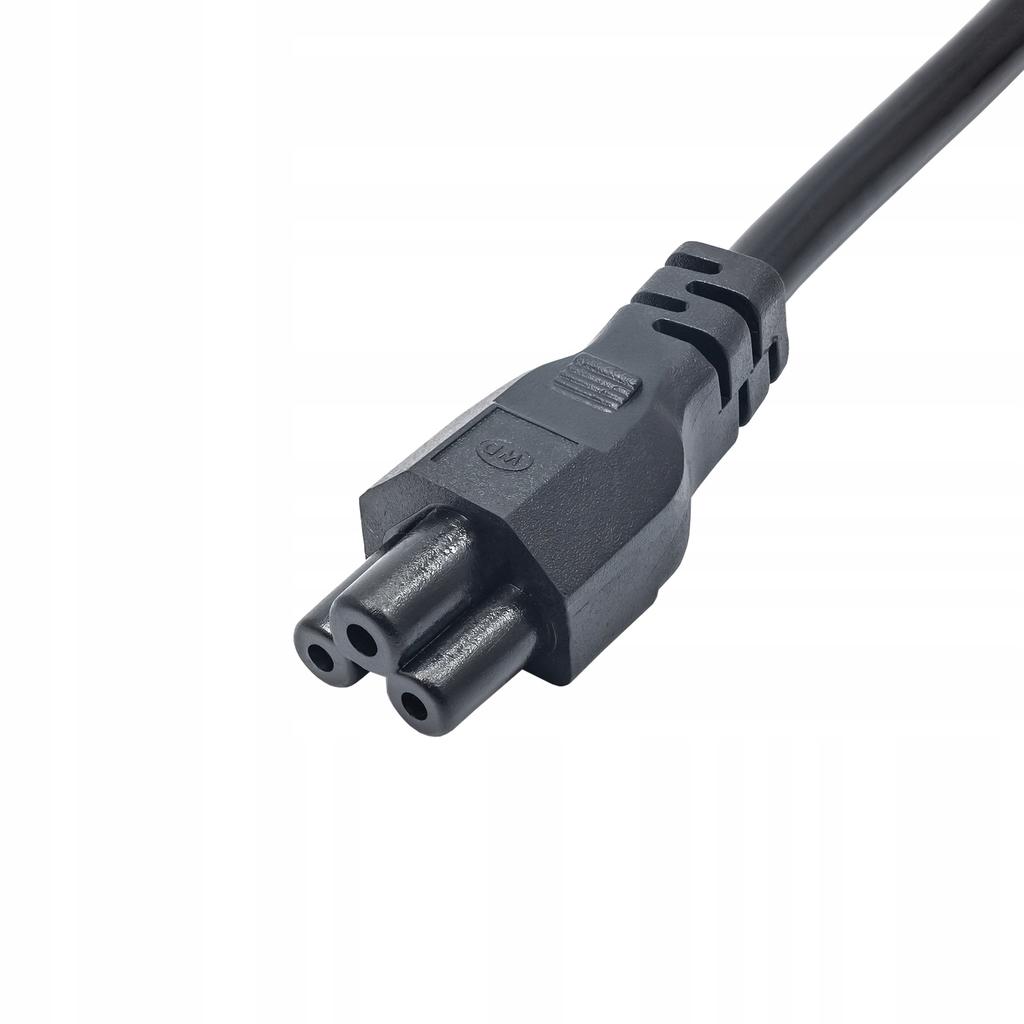 Kabel zasilający Akyga AK-NB-08A CEE 7/7 - IEC C5 do notebooka (koniczynka) 250V/50Hz 2,5A 1,0m czarny