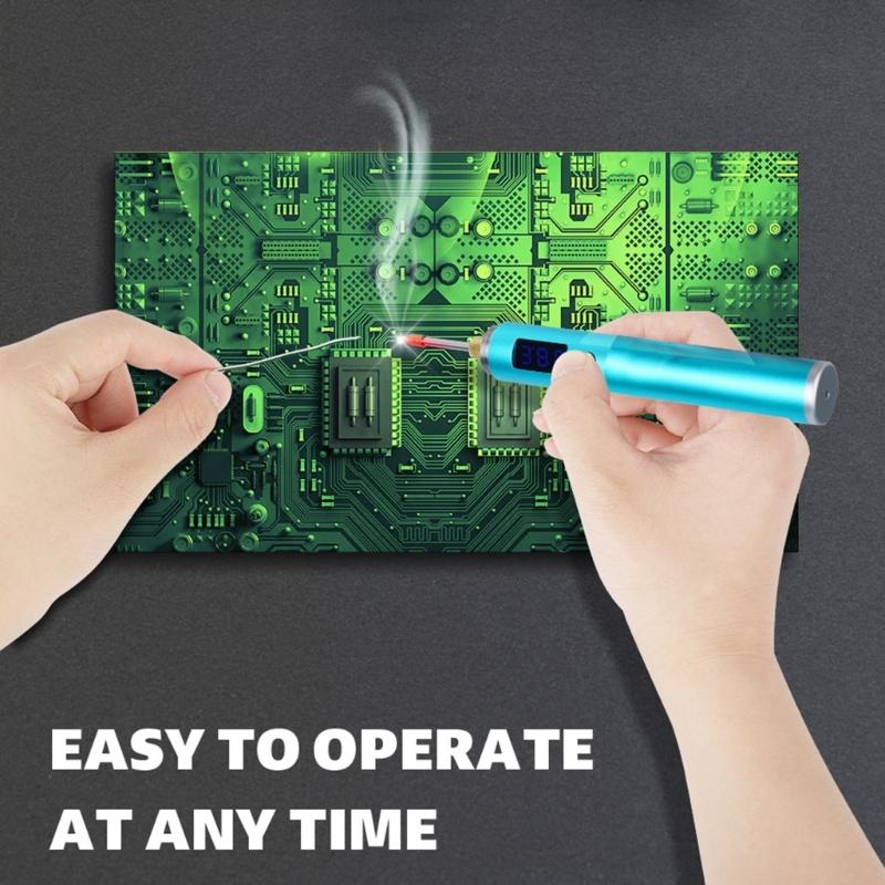 Wireless Soldering Iron USB High-power Fast Heat Rechargeable Soldering Iron Temperature Adjustment with LED Display