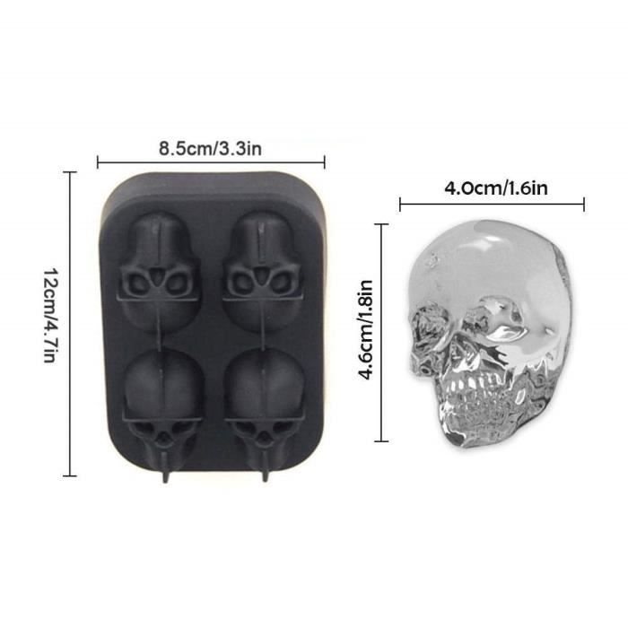 Matriță 3D Cap de mort Tavă Cuburi de Gheață, face patru cranii vii, Silicon flexibil de calitate alimentară mașină de făcut cuburi de gheață în formă