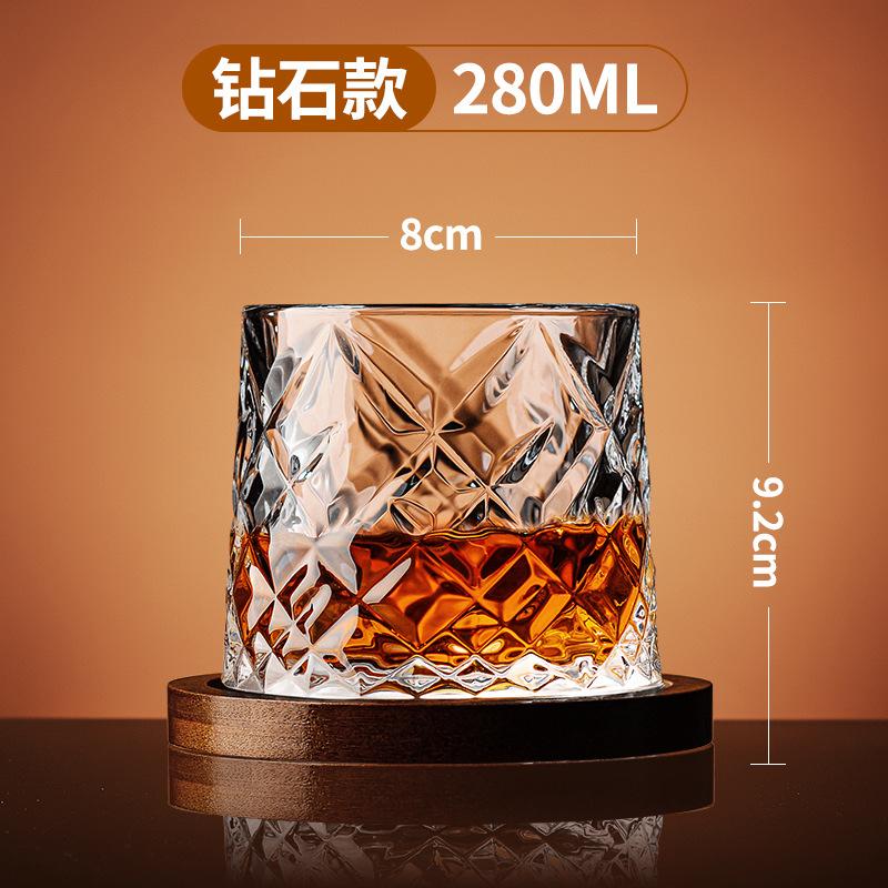 Tumbler Whiskey Glass with Base Rotating Spinning Stress Relief Cup Creative Brandy Glass
