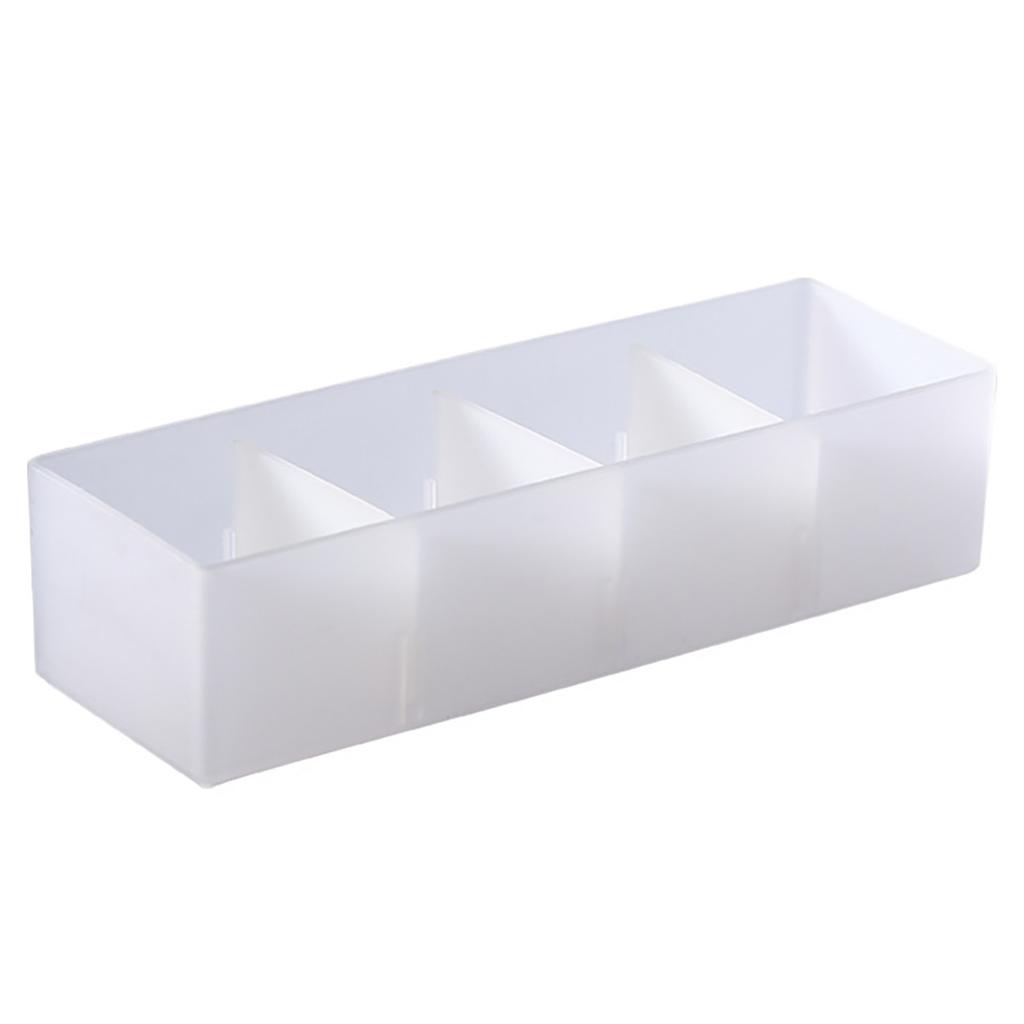 4 Section Drawer Organizer Tray with Removable Partition Stackable Translucent Plastic Divided
