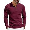 Men's Corduroy Henley Slim Fit Solid Long Sleeve T-Shirt.