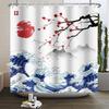 Japan Mount Fuji Körsbärsblom Solnedgång Duschdraperi Bläck Landskap Vågmålning Duschdraperi Badrum Tyg Dekoration