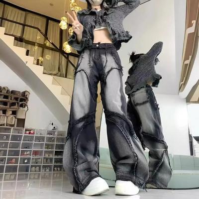 Y2K Wide Leg Jeans Ženy Hip Hop Styl Móda Vintage Streetwear Černá Vysoký Pas Jean Dámské Kalhoty Pytlovité džínové kalhoty