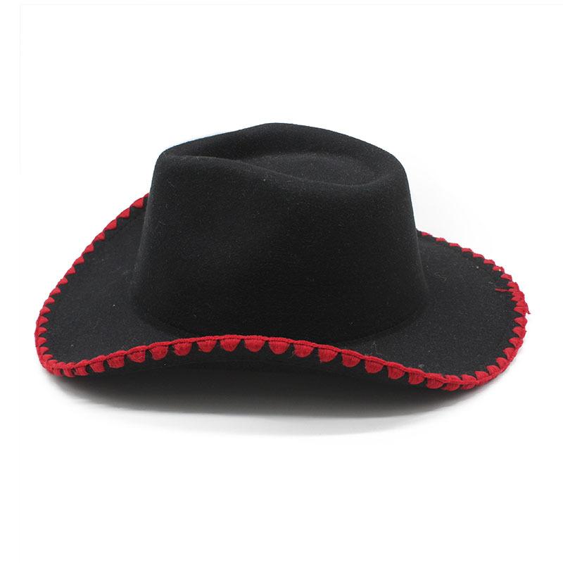 Crossed Edge Western Cowboy Hat Men'S And Women'S Outdoor Knight Hat Hemming Famous Style Curved Brim Top Hat