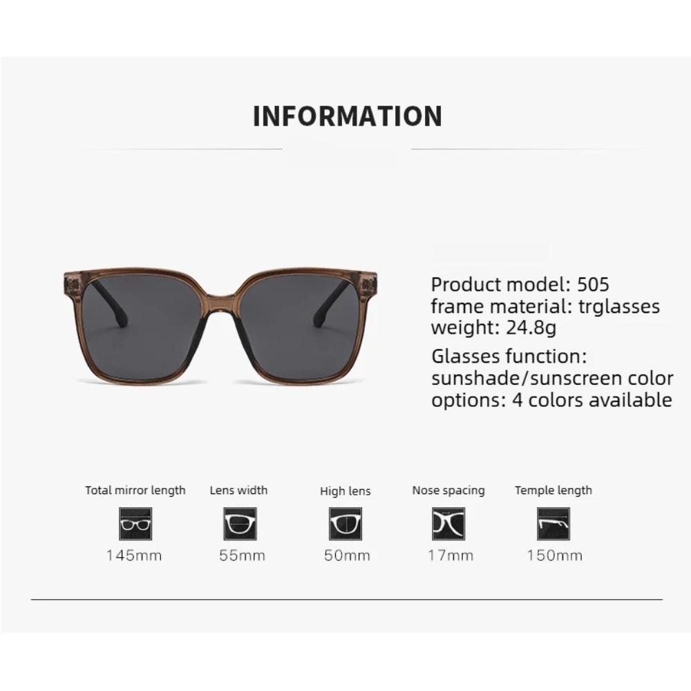 Large Square Frame Sunglasses High-end Fashionable Driving Travel Beach UV-protective Decorative Glasses Street Photography