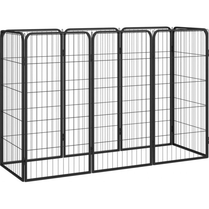 VidaXL Dog Playpen 8 Panels Black 50x100cm Powder-Coated Steel 3115958