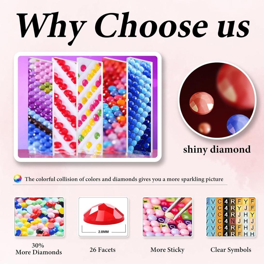 Cherry Blossom Tree Diamond Art Piece Set, 5D Diamond Painting Flower DIY Gem Cross Stitch Crafts and Crafts Decoration Home Wall Ornaments