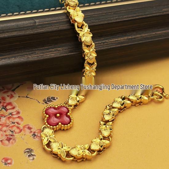 Korean Double-Sided Four-Leaf Clover Gold Bracelet for Women - Trendy, Sweet Fashion Jewelry