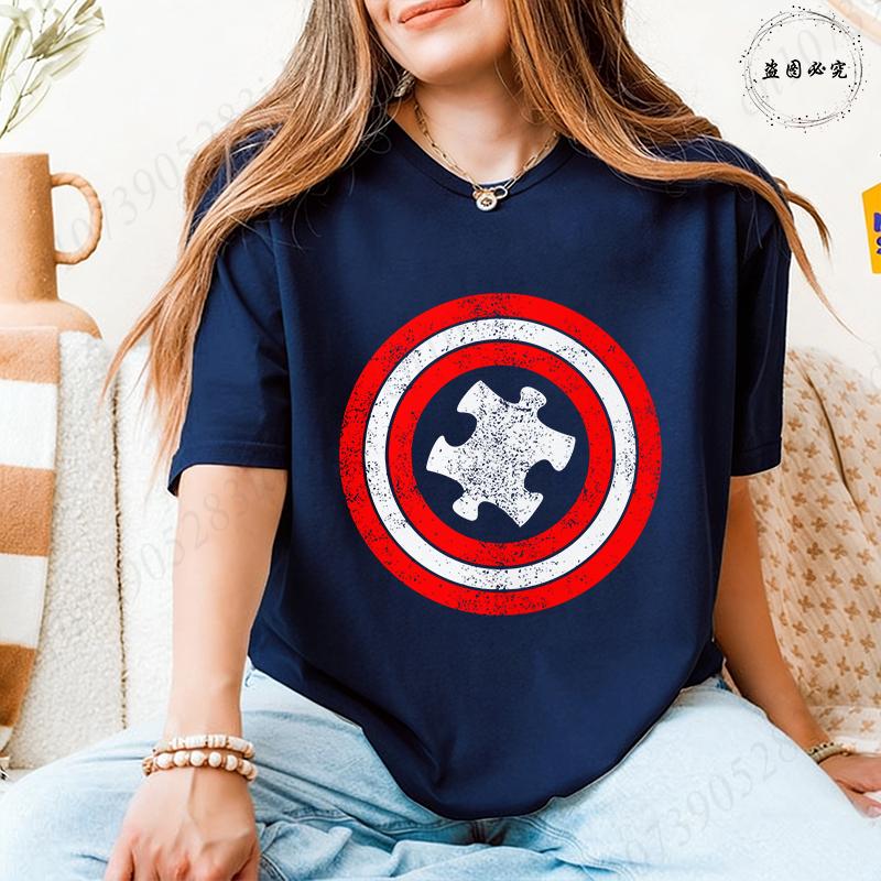 Autismus-Bewusstsein T-Shirts für Unisex: Schild Puzzle-Stück Grafik Kurzarm-Oberteile 2026 Trendige Lässige Mode Tägliche Wear T-Shirts