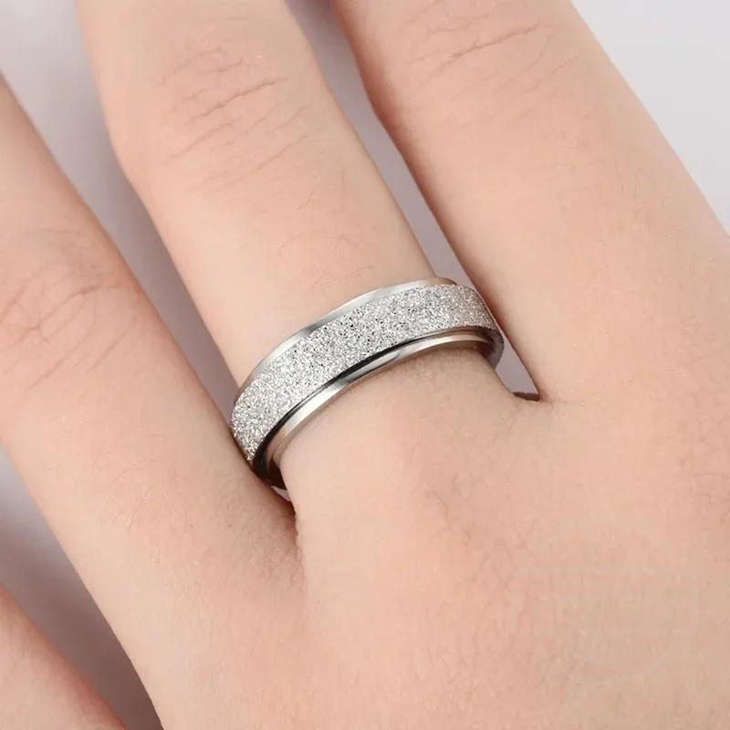 6mm Anxiety Fidget Spinner Rings for Men Smooth Stainless Steel Spinning Rotating Ring for Women Anti Stress Jewelry Gift