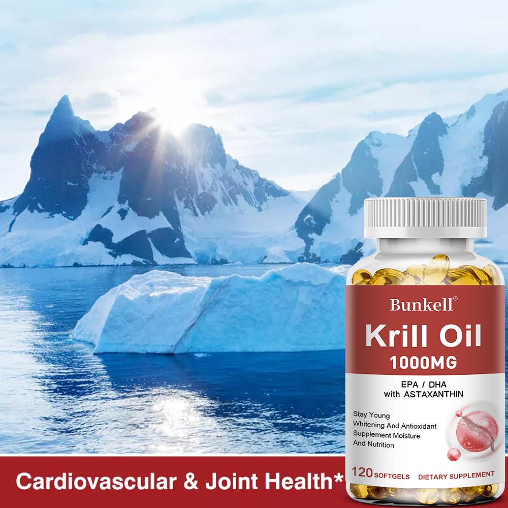 Olio di Krill Bunkell 1000mg EPA/DHA con Astaxantina Softgel - 120 Pezzi