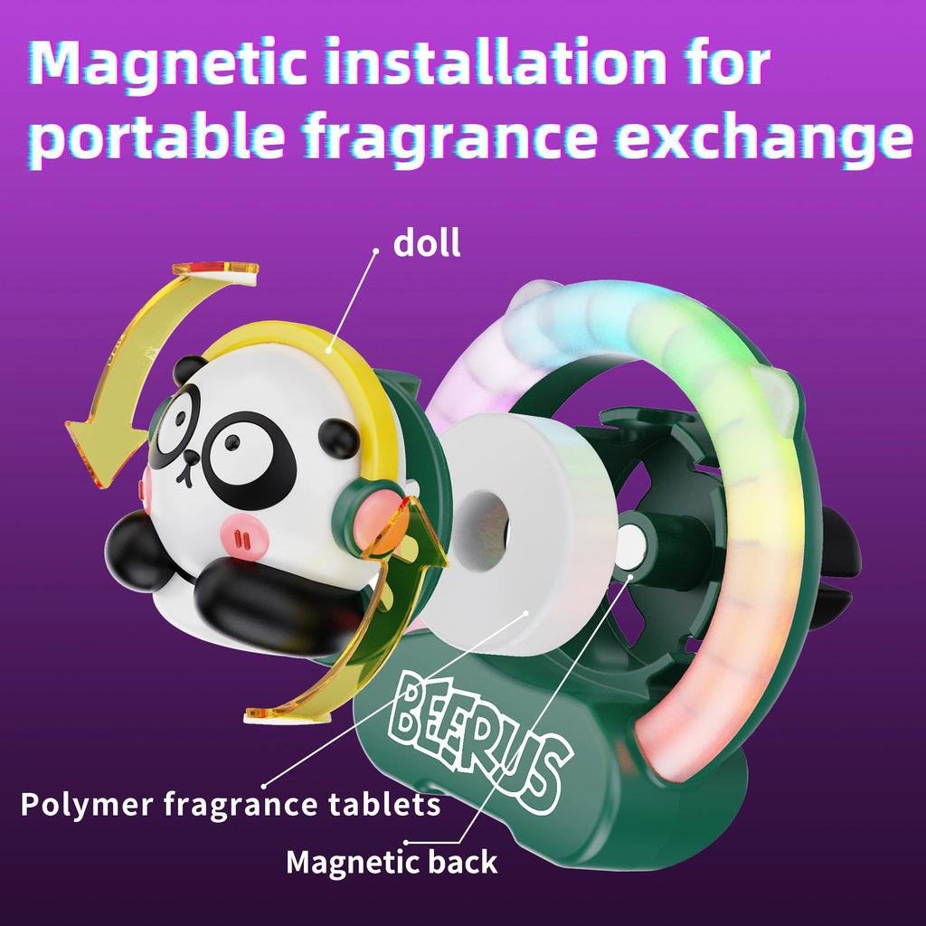 Car Music Rhythm LED Aromatherapy Cute Animal Air Freshener Magnetic Mount