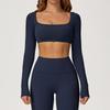 Womens Long Sleeve Yoga Top Quick-Dry Stretch Fitness Tee Running Gym Dance Outdoor Sports