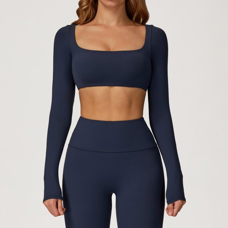 Womens Long Sleeve Yoga Top Quick-Dry Stretch Fitness Tee Running Gym Dance Outdoor Sports