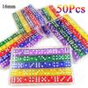 50PCS/Kit 6 Sided Dice 16mm D6 16 See Through Color Acrylic Square Corner Cube Digital Dice For Table Board Games Party DND