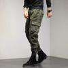 Herren Cargohose Elastischer Bund Verstellbarer Kordelzug Lässige Overalls mit mehreren Taschen Einfarbig Regular Fit Hose