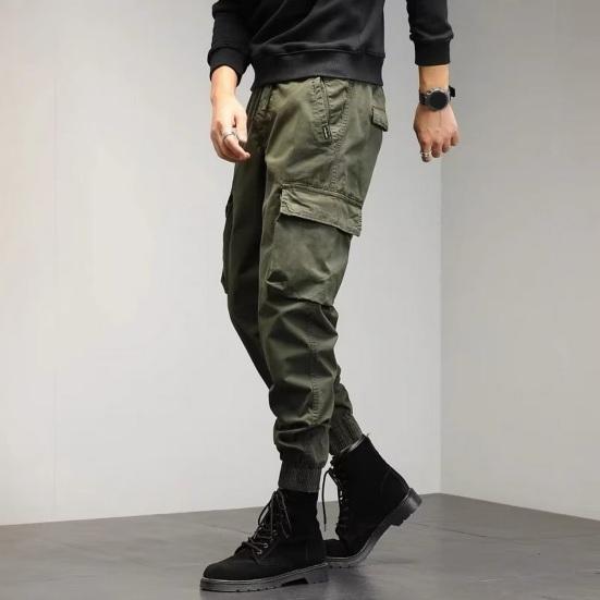 Herren Cargohose Elastischer Bund Verstellbarer Kordelzug Lässige Overalls mit mehreren Taschen Einfarbig Regular Fit Hose