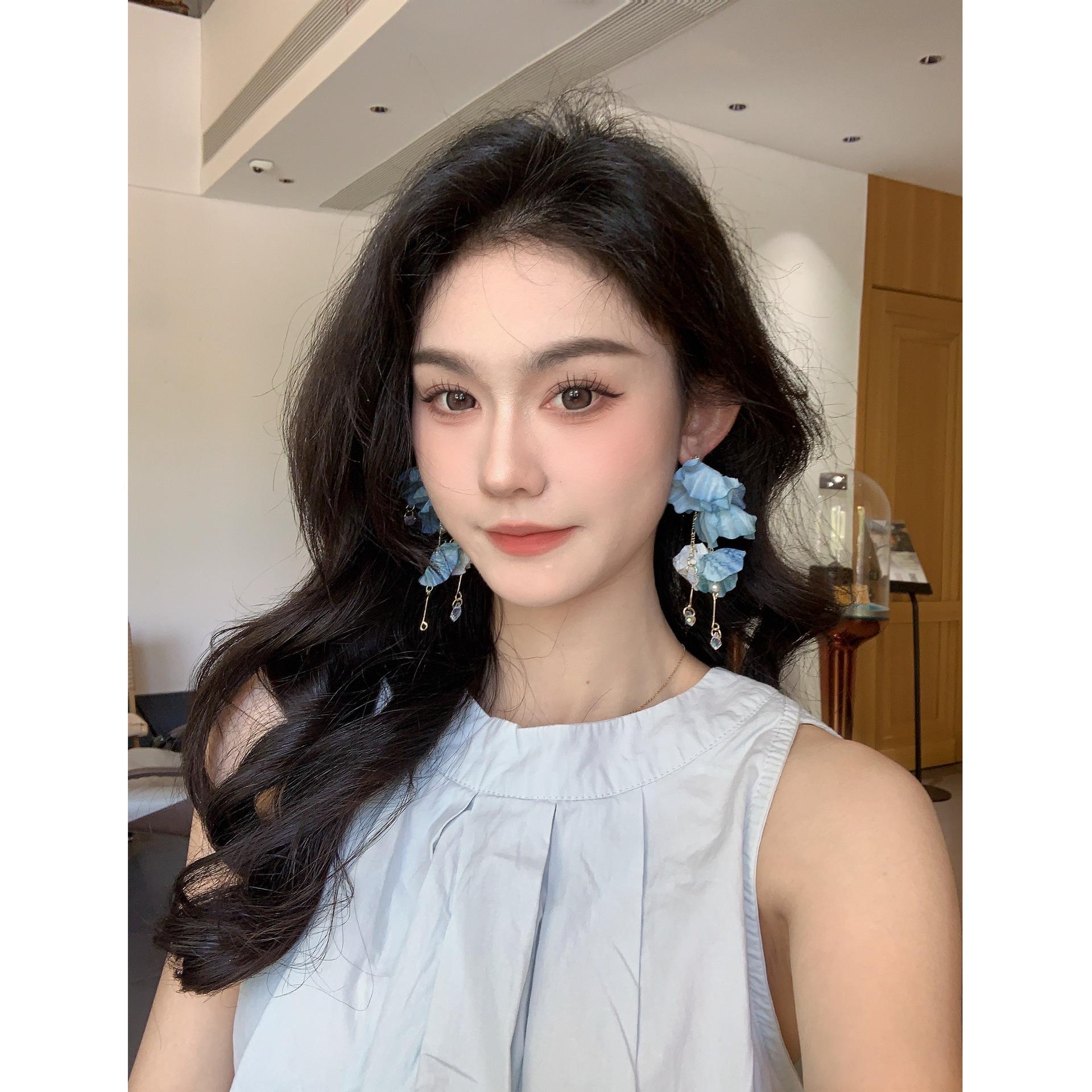 

Серьги с цветком, цирконом, жемчугом, тканевой бахромой, темпераментные, модные, универсальные, изысканные, с высоким чувством стиля, женские