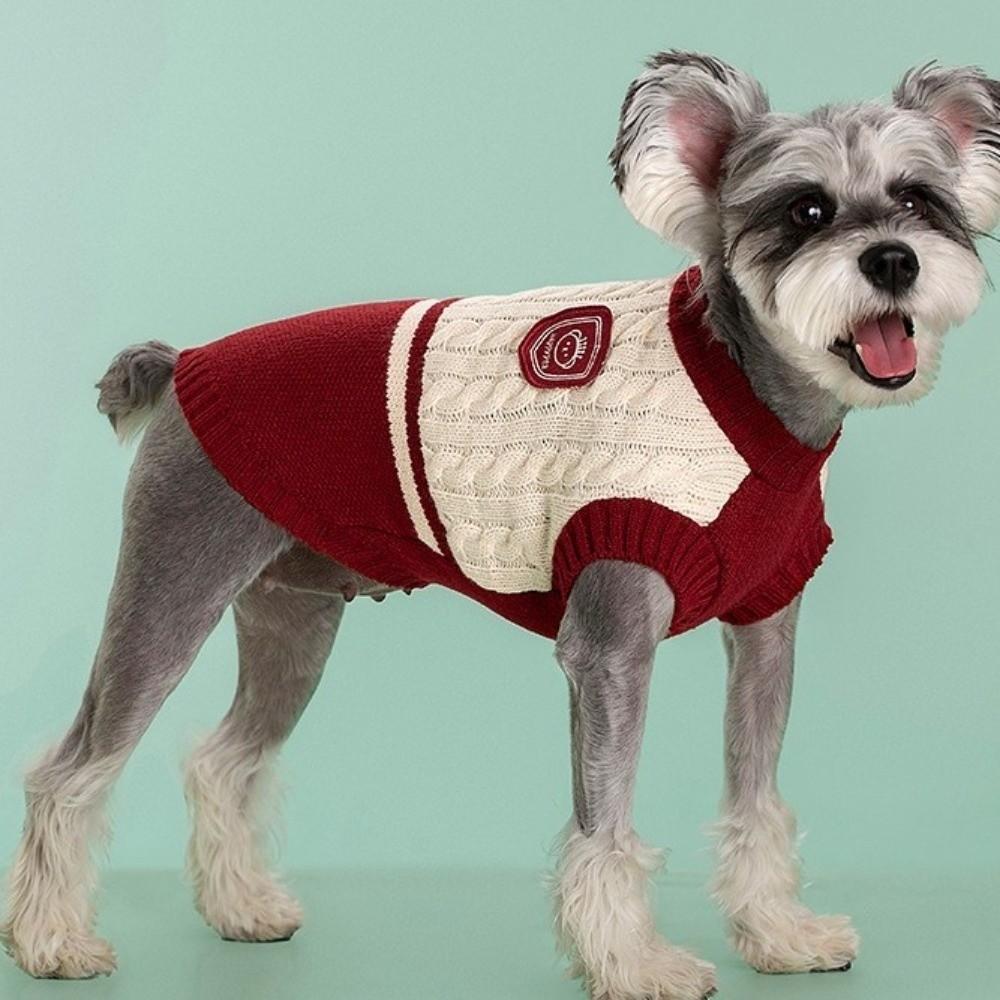 Round Neck Dog Warm Sweater College Style Dog Hoodie Casual Pet Knitted Vest Outdoor Activities