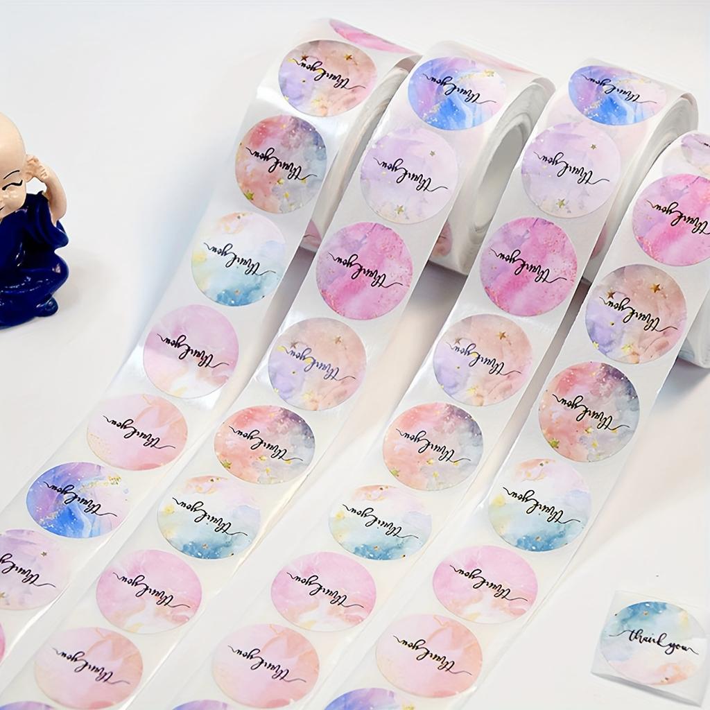 500 Stickers/Roll Ins Style Multicolor Thank You Self-Adhesive Roll Stickers, Simple Heart/Shape Suitable for Gift Wrapping Boxes, Envelopes