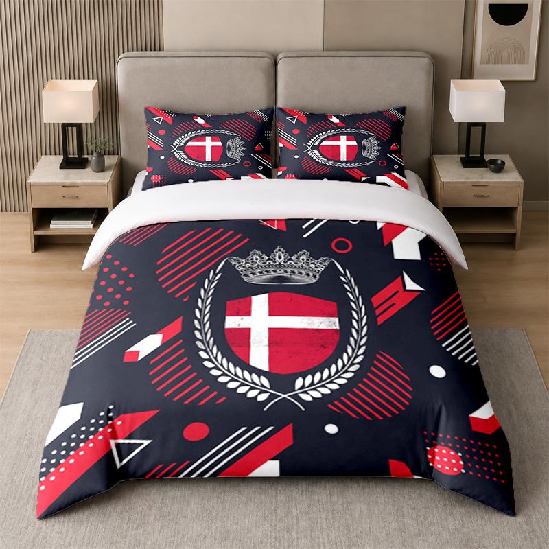 3Pcs Bedding SetDenmark Football Soft Bed Sheet and Two Pillowcases Home Bedroom Decor