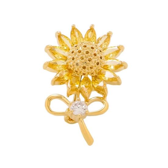 

Women Brooch Sparkling Rhinestones Sunflower Bow Shape Lapel Pin Suits Coats Bags Scarves Badge Versatile Accessory Sunflower