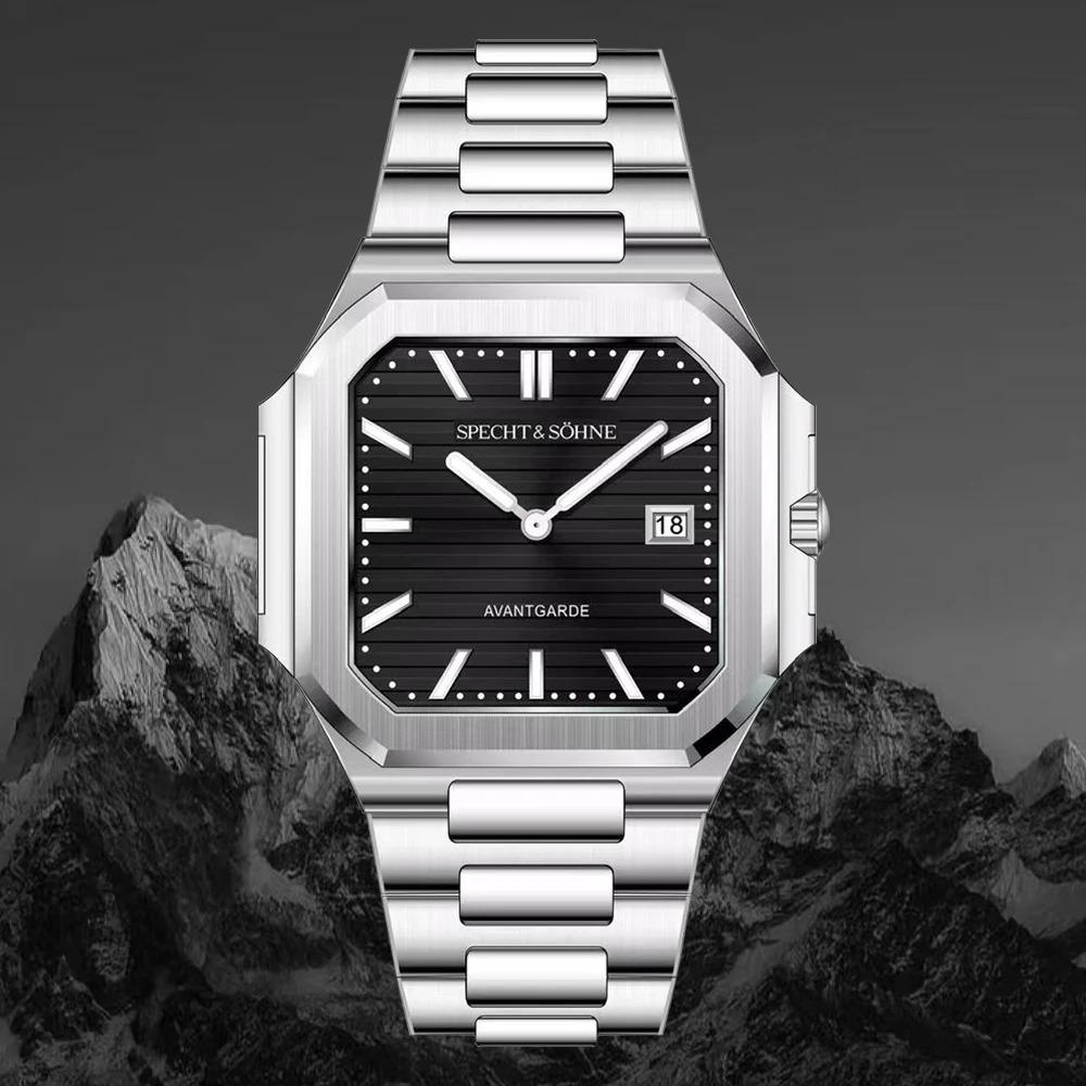 2025 Specht & Söhne New Hot Selling Ultrathin Cubic Watch For Men Quartz Wristwatch Sapphire Green Color Luminous Waterproof