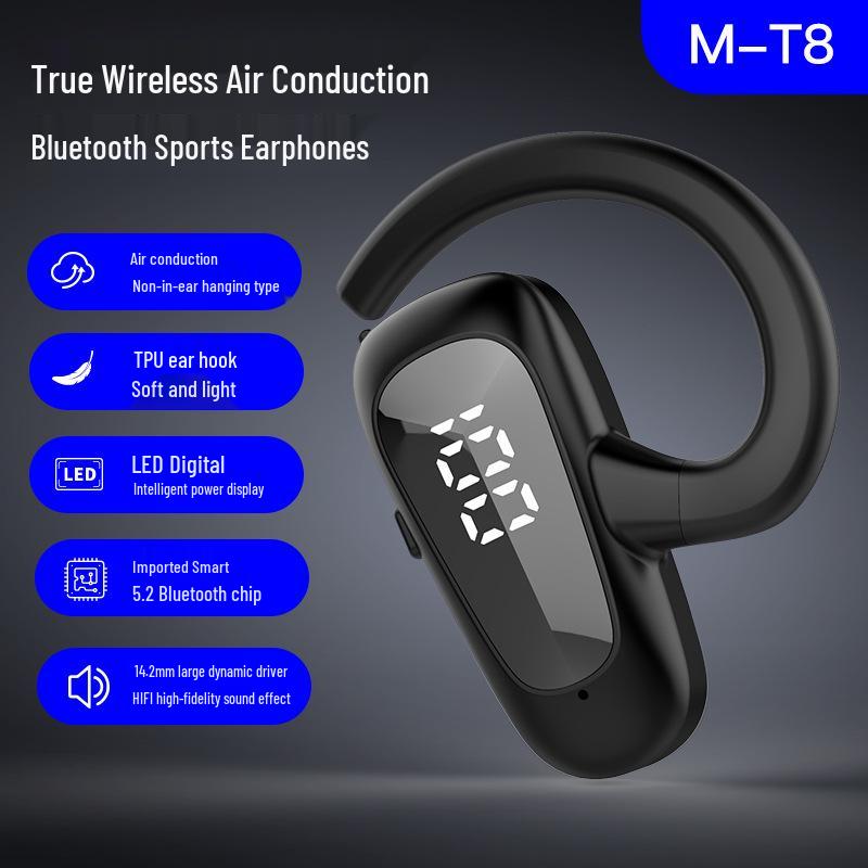 Wireless M-T8 Hanging Bluetooth Earbuds with Digital Display - High Fidelity Sports, Non-In-Ear