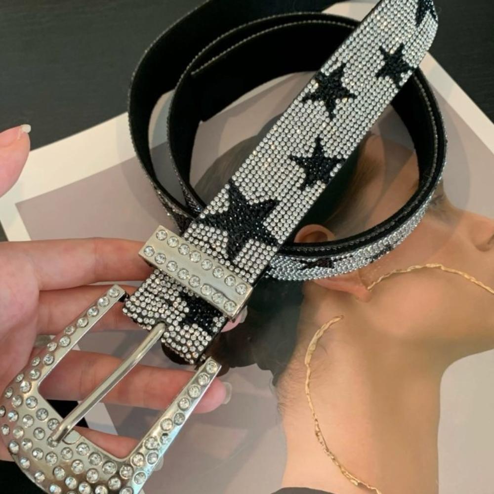 Y2K Shiny Star Waistband Strap Buckle Jeans Decor Fashion Five-Pointed Star Belt  Waist Accessories