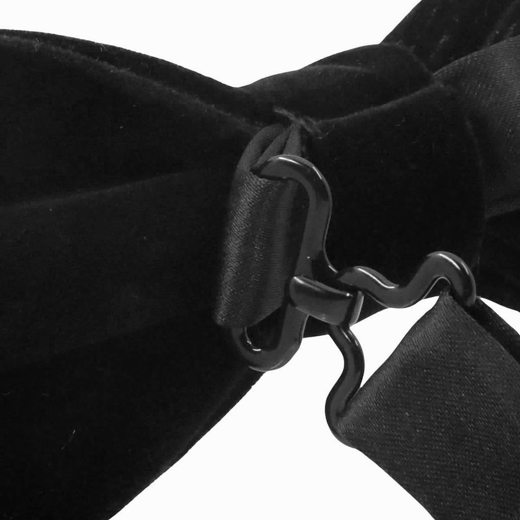 [Bowties.jp] Velour Solid Color Bow Tie - Black, Navy, Green, Purple, Brown, Dark Red, Red (Black)