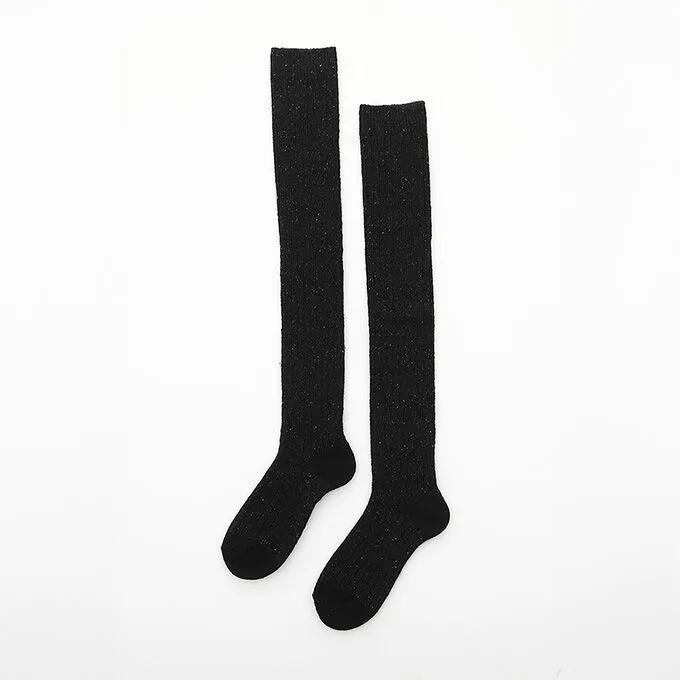 Popcorn thigh socks Black