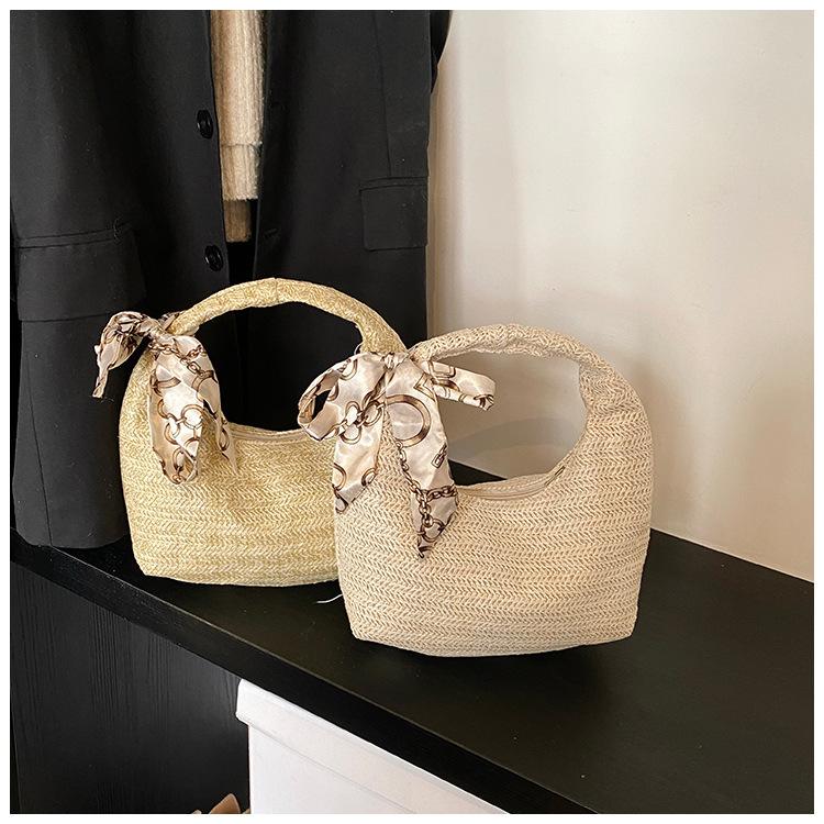 Summer Simple Woven Bag for Women's Beach Vacation Beach Bag Niche Fashion Casual Shoulder Bag Simple