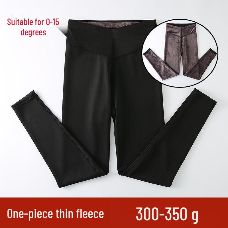 

Женские облегающие брюки с высокой талией и флисовой подкладкой - Большой размер, Теплые и Стильные для Осени/Зимы 2XL (95-120 jin)