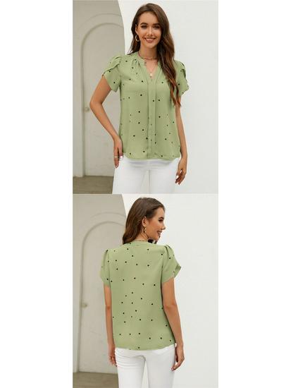European American Women's V-Neck Heart-Shaped Sleeve Summer Top
