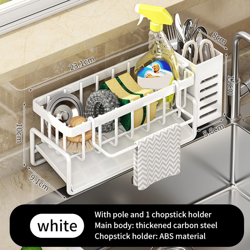 Stainless Steel Kitchen Sink Storage Rack,space Saving,built-in Sponge Rack And Drainage Basket For Kitchen Cleaning And Storage