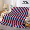 Burgundy & Light Blue Vertical Stripe Flannel Blanket Warm Soft Halloween Christmas Couch Warm Cozy Decorative for All Season