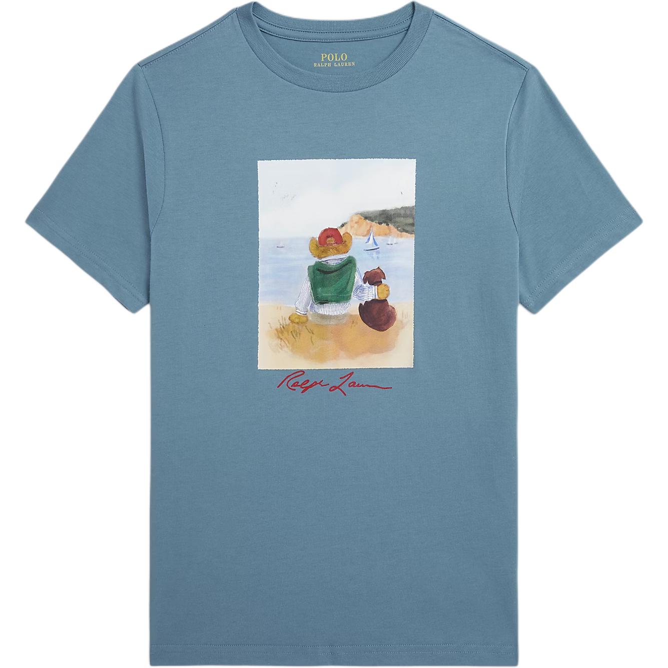 

Футболка Polo Ralph Lauren с изображением медведя Polo, с круглым вырезом, коротким рукавом, с принтом, из хлопка, детские топы 323A12424-001 L
