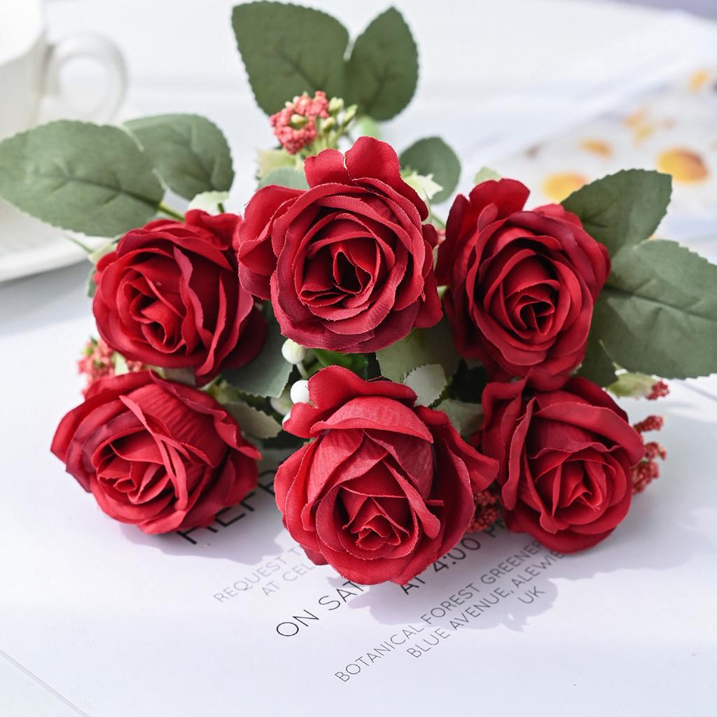1/4PCS Silk Artificial Flowers Rose Bouquet Christmas Garden Home Wedding Bridal Bouquets Decoration Diy Gift Flower Arrangement