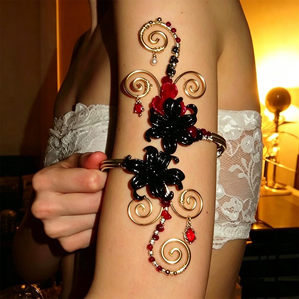 Vintage Arm Cuff Floral Open Arm Bangle Exquisite Arm Ring  Party