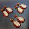 Special-shaped Baroque pearl tourmaline earrings set with red Czech diamonds women's earrings French design