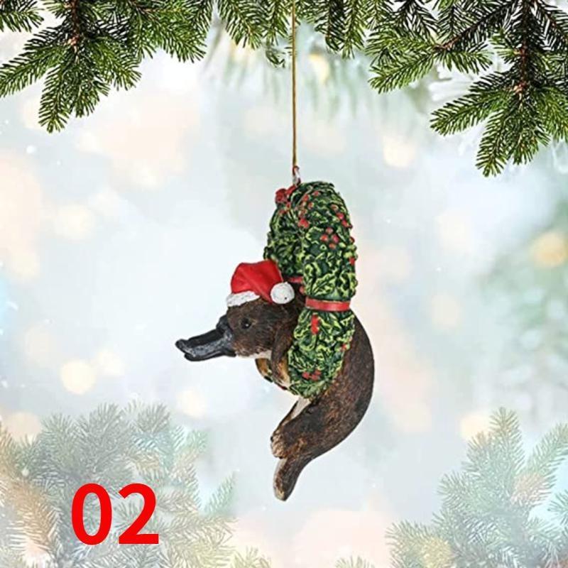 Christmas Acrylic Pendant Animals Decor 12Styles 1pcs Hanging Koala Hedgehog Platypus Bird Xmas Christmas Tree Pendant for Car Backpack Home