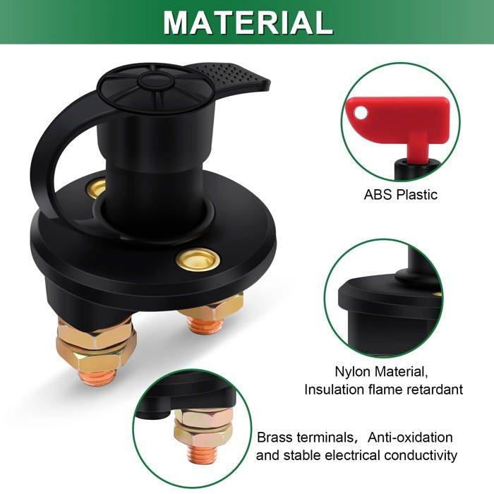 Interrupteur isolateur - AIMOONSA - Coupe-batterie - 12/24V - 200A - Capuchon étanche