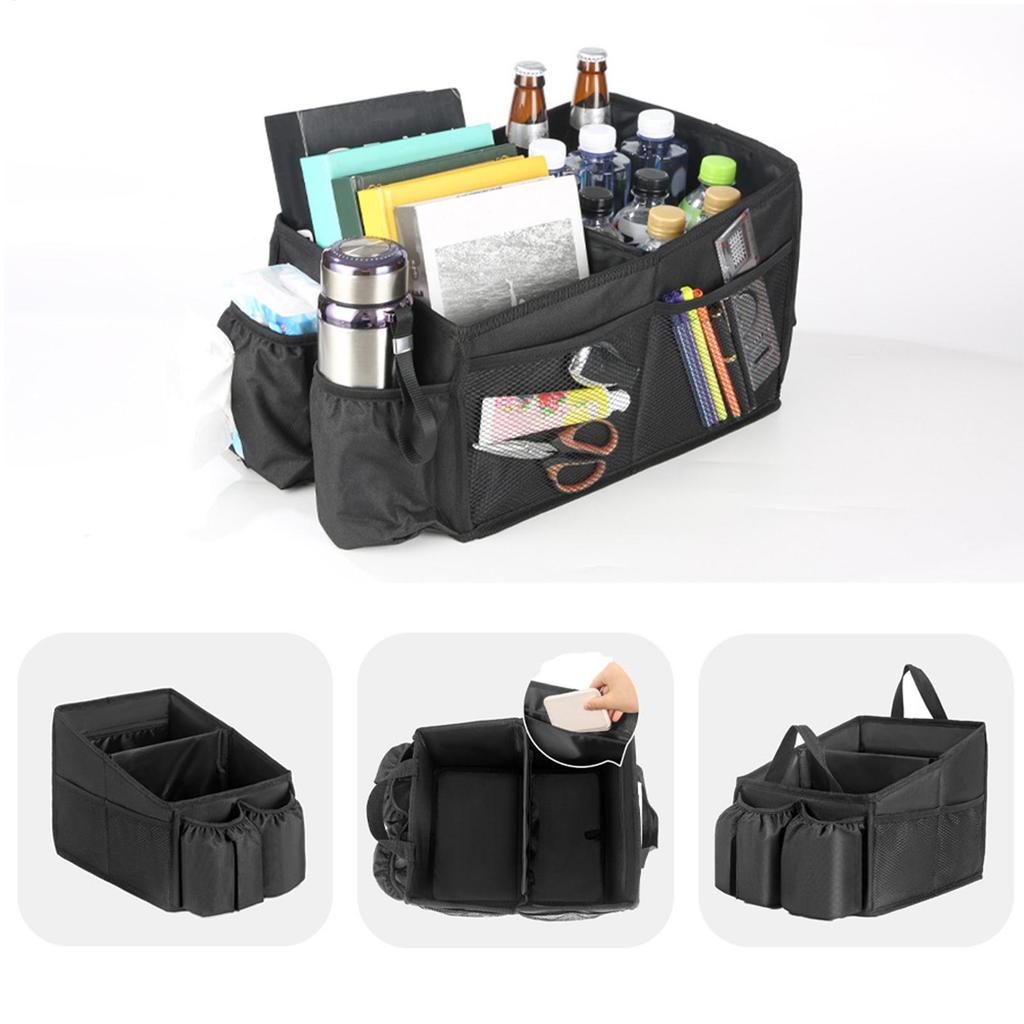 Front Seat Organizer Foldable Console Storage Caddy With Handle Interior Organizer Accessories For Toys Tissues Snacks Drinks